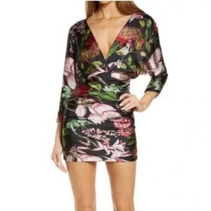NWOT Katie May La Garden Floral Mic Drop Mini Dress with Gorgeous Floral Accents
